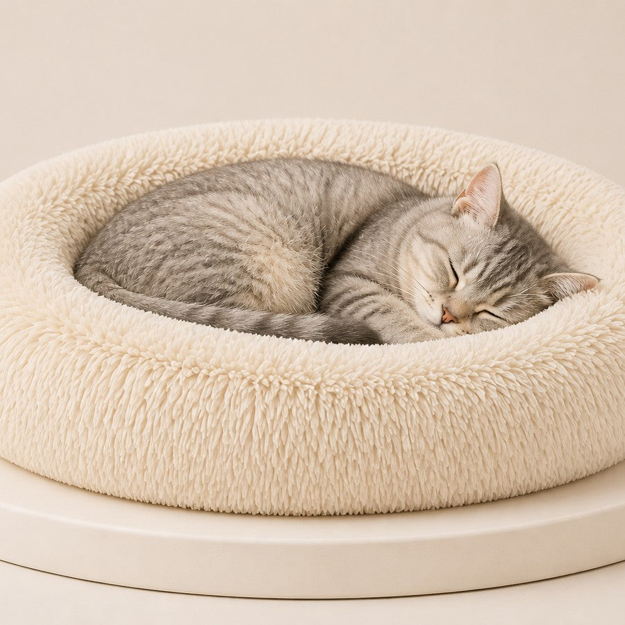Round Pet Bed in use